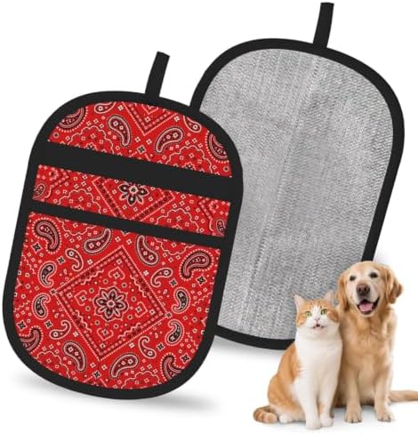 Red Paisley Pet Hair Removal Glove Brush Pet Hair Remover Tool for Carpet by Unknown