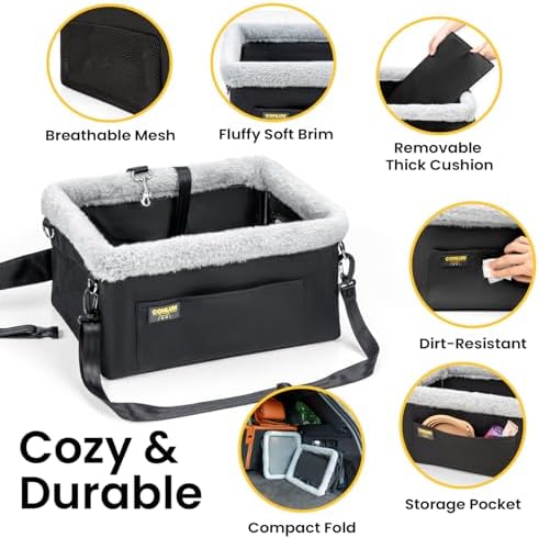 Conlun Dog Car Seat Booster | Steel Frame Anti-Collapse | Small Pet | Black - Image 5