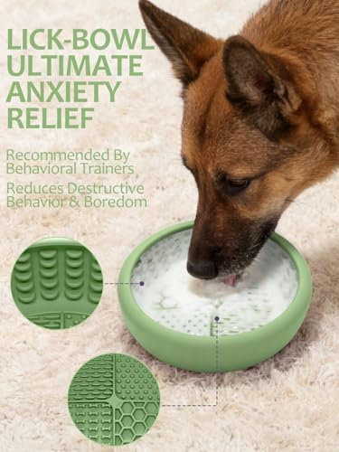 Dog Lick Bowl for Large Dogs, Lick Mat, Slow Feeder Lick Bowl with Brush and Scraper,Strong Suction, Freeze Licking Bowl for Anxiety Relief, Enrichment & Distraction, Dishwasher Safe 7.6 * 3.5 inch - Image 3