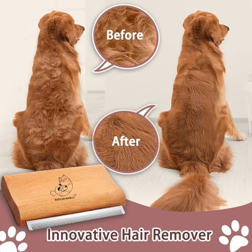Premium Deshedding Dog Brush,Pet Deshedding Brush,Professional Cat Deshedding Brush for Grooming,Wooden Pet Grooming Combs for Short and Long Hair,Deshedder Shedding Tool. - Image 3