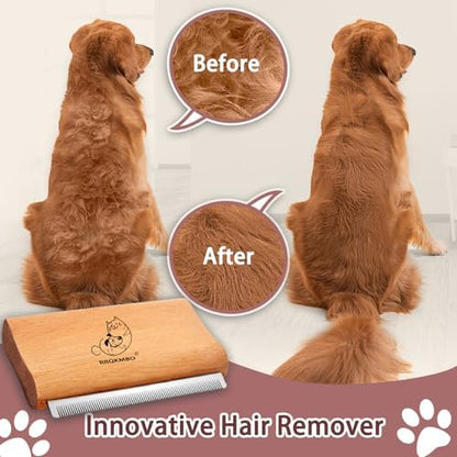 Premium Deshedding Dog Brush,Pet Deshedding Brush,Professional Cat Deshedding Brush for Grooming,Wooden Pet Grooming Combs for Short and Long Hair,Deshedder Shedding Tool. - Image 3