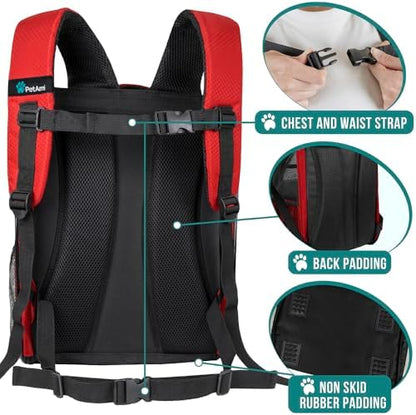 PetAmi Dog Backpack Carrier Airline Approved Cat Pet Puppy Bag, Red - Image 5