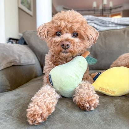 CHEWFFON Squeaky Plush Dog Toy, Pear - Image 5