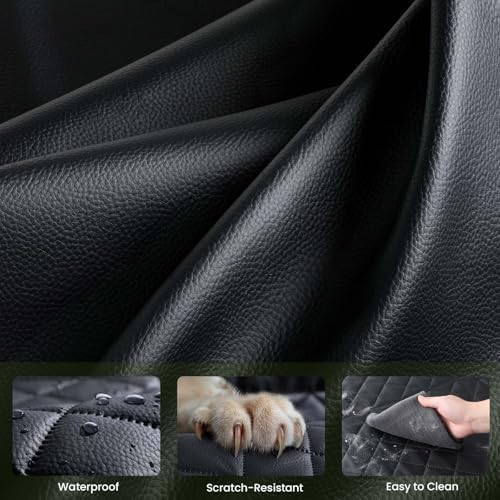 Dog Car Seat Cover for Back Seat, Waterproof Leather Fabric Back Seat Extender for dogs 52.4 * 24.4in, Foldable in The Car, Hard PVC Panels Bottom Support to 330 lbs, for Cars/Mid-Size SUV/Small Truck - Image 3
