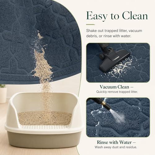 Yimobra Cat Litter Mat, Waterproof Litter Trap Mat, 35.4x23.6, Dark Blue - Image 5