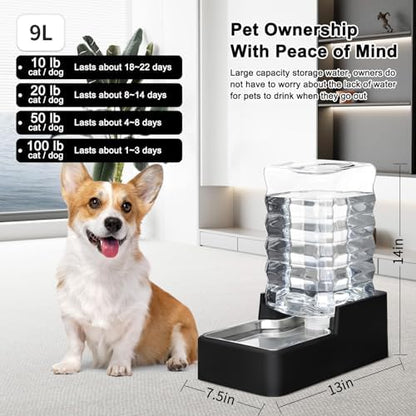 RIZZARI 9L Dog Water Bowl Dispenser for Dogs:Leak Resistant Waterer - Image 2