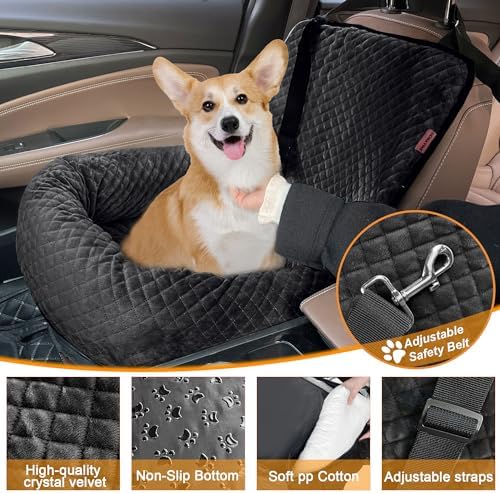 Sephyroth Dog Car Seat for Small/Medium Dogs,Dog Car Bed Washable Pet Travel Safety Car Seat,Super Soft Safe Removable Pet Booster Seat,Fits for All Cars(Black) - Image 3