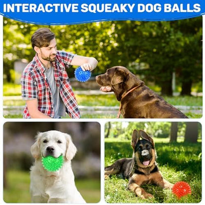 6 Pack 3.5" Light Up Squeaky Dog Toy Balls, Spiky Dog Balls for Small,Medium Large Dogs - Image 5