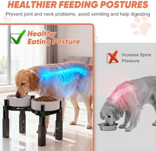 XIAZ Dog Bowl Stand Elevated Food Water Bowl Holder for Large Medium Small Sized Dog, Heights&Width Adjustable, Non-Slip, Durable, Elevated Feeding Bowl Stand for All Dogs Bowls (Stand Only) - Image 3