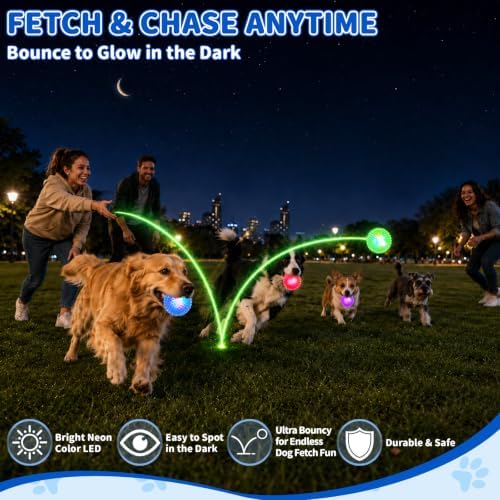 16 Pcs 3.5 In Light Up Squeaky Dog Balls 8 Colors LED Spiky Dog Toy Ball Glow in The Dark Interactive Fetch Ball TPR Bouncy Floating Toy for Aggressive Chewers Small Medium Large Dogs Indoor Outdoor - Image 5