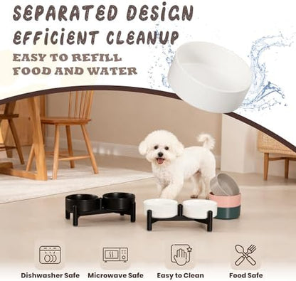 Raised Ceramic Dog Bowl Set with Stand, 1.6 Cups Elevated Dog Food Stand - Image 4