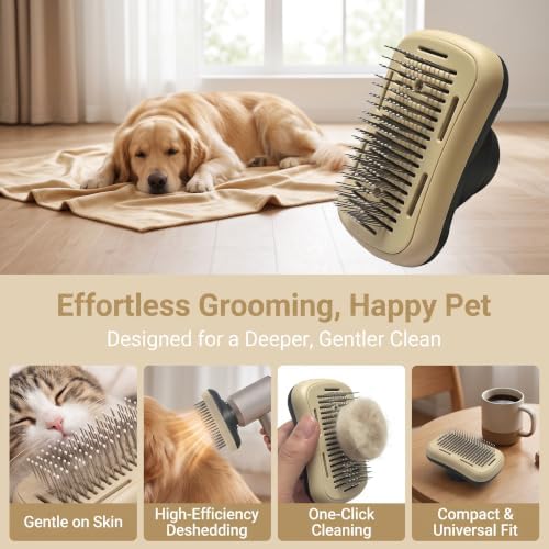 Pet hair blowing comb-Skin Friendly Grooming Tool for Dogs, Cats, and Puppies, Deshedding and Hair Removal for Long and Short Haired Pets (Beige+Dark Grey) - Image 2