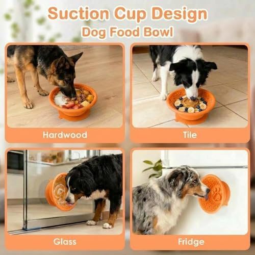 Dog Slow Feeder Lick Bowl to Prevent Fast Eating, Steel Reinforced Rim, Non-Slip Suction Base, BPA-Free Silicone, Dishwasher & Freezer Safe, Helps Extend Mealtime & Keep Dogs Calm(Orange) - Image 4