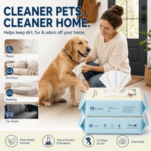 8" x 8" Pet Wipes for Dogs & Cats, 200 Count (2 x 100 Packs) - Image 6