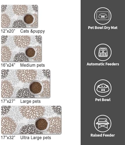 Dog Food Mat for Floors, Absorbent Pet Cat Food Bowl Mat, 12x20 in - Image 5