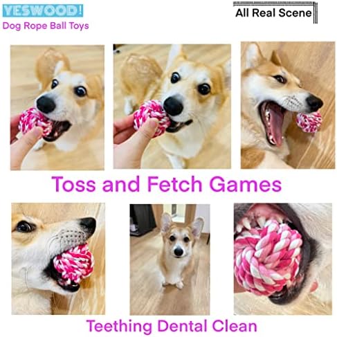 YESWOOD! Rope Balls for Dogs Small Breed,3-Pack Pink Cute Dog Teething Toy - Image 5