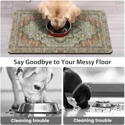 Dog Food Mat for Floors, Absorbent Pet Cat Food Bowl Mat, 16x24 in - Image 3