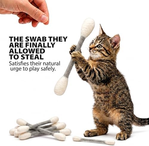 Glaciart One Swabs Cat Toys with Catnip - 6 Pk | Durable for Chew, Cute Cat Toys Interactive Kitty for Boredom, Exercise, & Play | Filled w/Organic Catnip for Anxiety & as Digestive Aid | Gift Idea - Image 3