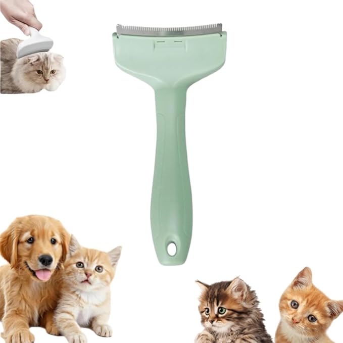 V-Tooth Deshedding Comb, Pet Hair Removal Tool, Multifunctional Hairs Removal Brush, Cat Dog Grooming Brush, Tight V-shaped Comb Teeth To Effectively Remove Pet Hair Loss (Green, Large)