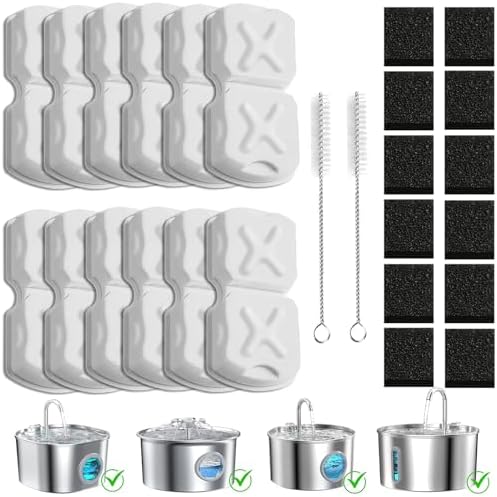 Cat Fountain Filter Kit - 12 Filters, 12 Sponges & 2 Brushes by Unknown