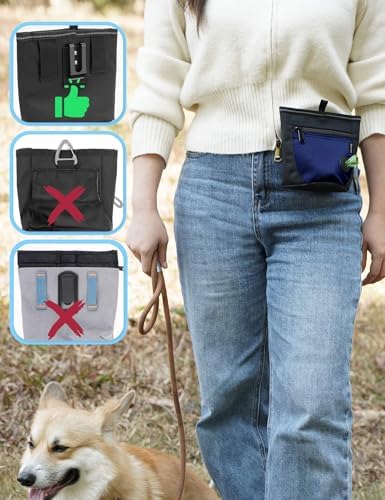 Gobeigo 2 Cup Dog Treat Pouch with Training Clicker(Black/Blue) - Image 4