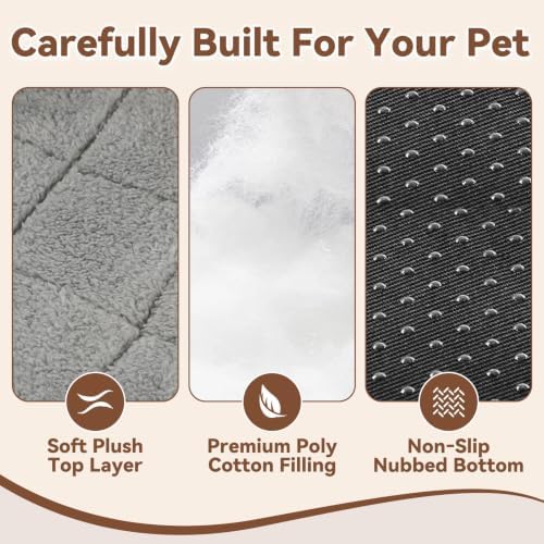 LESYPET Round Cat Bed for Cats Small Dogs, 19'' W×2'' H Cat Donut Beds for Indoor Cats Raised Pillow Pet Mat Non-Slip Bottom Machine Washable, Grey - Image 4