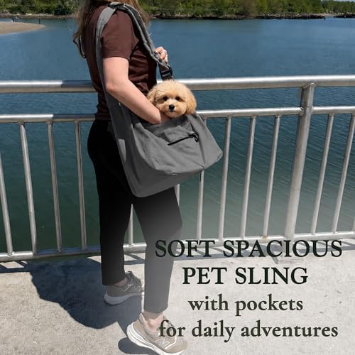 Dog Sling Carrier for Small Dogs and Cats up to 9 lbs, Adjustable Dog Carrier Sling for Puppies, Hands-Free Pet Sling, Breathable Cat Sling Carrier, Machine Washable (Moonstone Grey) - Image 4