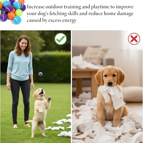 40 Pack Squeaky Mini Tennis Balls for Small Dogs, 1.57'' Interactive Dog Playing Balls, Colorful Easy Catching Dog Playing Fetch Ball, Elastic Puppy Tennis Ball, for Teething, Training, Throwing - Image 4