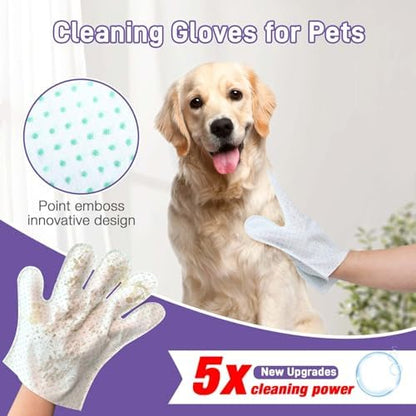 Pet Glove Wipes for Dogs & Cats, Pet Cleaning Gloves 30 PCS - Image 2