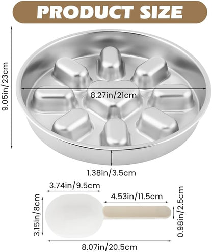 Slow Feeder Dog Bowls with Measuring Spoon, Stainless Steel Slow Feed Pet Bowl with Non-Slip Mat, Metal Feeder Dog Bowl for Small, Medium, Large Dogs to Slows Down Eating