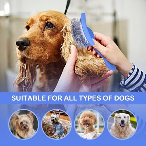 2PCS Slicker Brush for Dogs & Pet Comb, Dog Grooming Brush, Large - Image 6