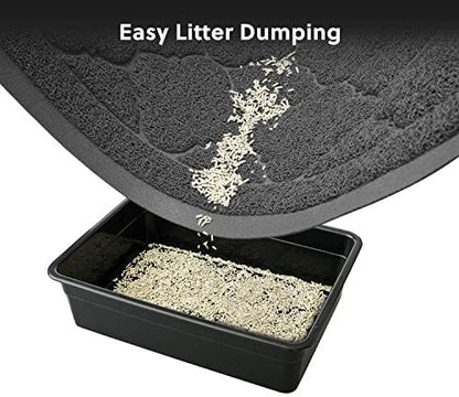 WePet Cat Litter Box Mat, Kitty Premium PVC Pad, Durable Trapping Rug, Phthalate Free, Urine-Resistant, Scatter Control, L 35 x 23 Inch, Black - Image 5