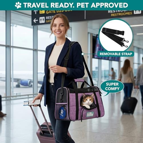 PetAmi Airline Approved Pet Carrier Cats & Small Dogs, Small Heather Purple - Image 5