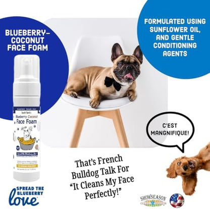 Showseason Blueberry-Coconut Pet Face Foam Cleanser for Dogs and Cats 8.5 oz. | No Rinsing Required | Easy Cleaning | Biodegradable and Non-Toxic | Made in The USA - Image 2