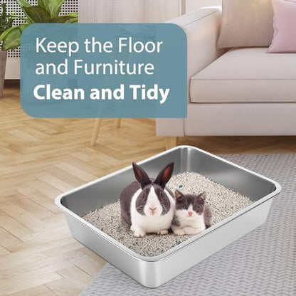 WENBOKMIN Stainless Steel Cat Litter Box - (17.7" L x 13.5" W x 4" H) | Non Slip, Easy to Clean, Never Absorbs Odor, Stains, or Rusts - Image 5