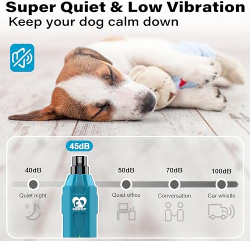Casfuy 6-Speed Dog Nail Grinder - Newest Enhanced Pet Nail Grinder Super Quiet Rechargeable Electric Dog Nail Trimmer Painless Paws Grooming & Smoothing Tool for Large Medium Small Dogs (Bright Blue) - Image 4