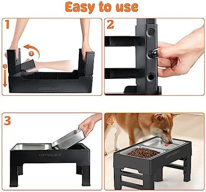 URPOWER Raised Dog Bowls 4 Height Adjustable Elevated Bowl Stand - Image 6