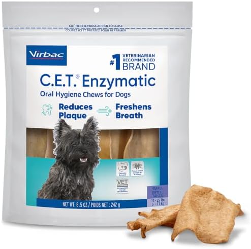 Virbac C.E.T. Enzymatic Oral Hygiene Chews for Dogs, Tartar Control, Small by Virbac