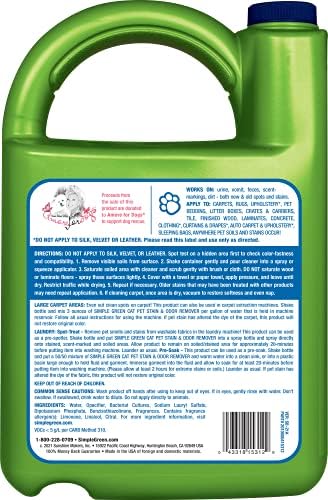 Simple Green Cat Stain & Odor Remover - Enzyme Cleaner for Cat Urine, Feces, Blood, Vomit (1 Gallon Refill) (Pack of 2) - Image 2