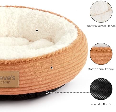 Love's cabin Round Donut Cat and Dog Cushion Bed, 24in Pet Bed for Small or Medium Dogs, Anti-Slip & Water-Resistant Bottom, Soft Durable Fabric Pet Beds, Washable Calming Cat Bed Orange - Image 2