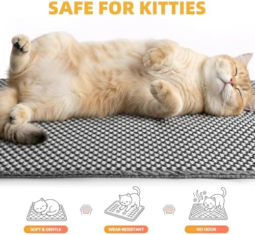 Cat Litter Mat 24x35 Inches, Honeycomb Double Layer Litter Trapping Mat, Waterproof Leakproof Urine Proof Cat Litter Box Mat for Cat Litter Box Area, Floor, Kitty Litter Rug - Image 3