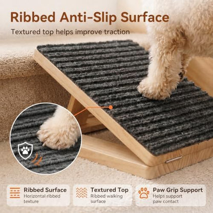Dog Ramp for Stairs, Adjustable Non-Slip Wooden Ramp for Small Dogs, 2-Pack - Image 4