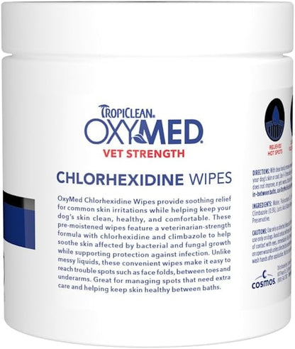 TropiClean OxyMed Chlorhexidine Dog Wipes, Gentle & Effective, 100ct - Image 3