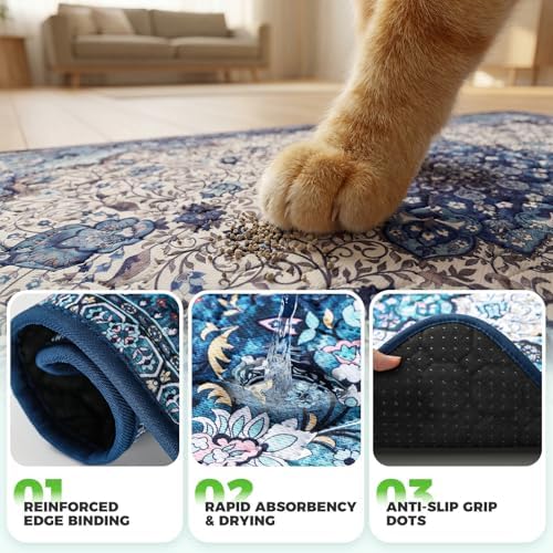 Hompet Cat Litter Mat 2 Pack, 24x36 Large Machine Washable Trapping Mats for Cats, Super Absorbent & Urine-Proof Cat Litter Box Mat for Floor, Waterproof & Non Slip Kitty Litter Rug - Image 5