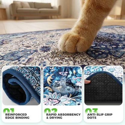 Hompet Cat Litter Mat 2 Pack, 24x36 Large Machine Washable Trapping Mats for Cats, Super Absorbent & Urine-Proof Cat Litter Box Mat for Floor, Waterproof & Non Slip Kitty Litter Rug - Image 5