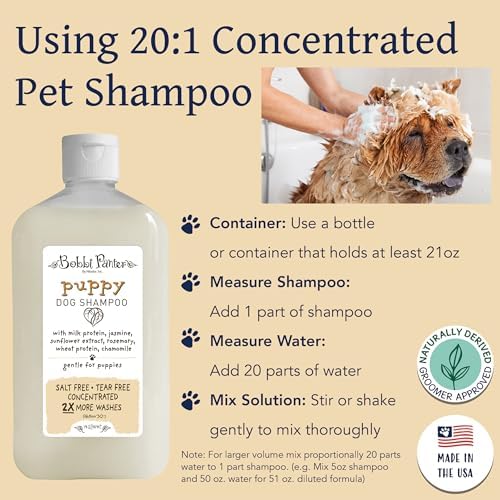 Bobbi Panter Puppy Dog Shampoo Milk Protein, Jasmine, Sunflower & Chamomile – Gentle Nourishing Formula for Puppies & Sensitive Skin, Tear-Free, 30:1 Concentrate, Made in USA, 14 oz - Image 4