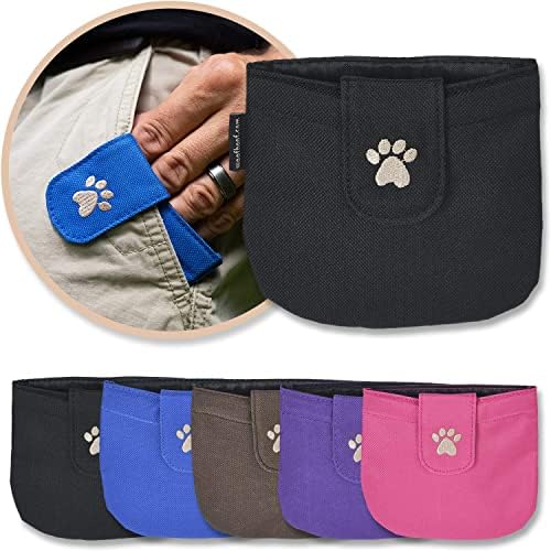 Dog Treat Pouch, Black Pocket Sized Training Reward Pouch - Lightweight Dog Treat Holder with Magnetic Flap for Stability, Perfect Dog Accessories, Made of Durable Nylon, Machine Washable by Woofhoof
