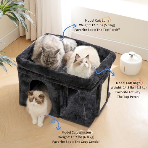 Heybly Cat Tree, 14" Cat Tower with Large Cat Bed & Condo HCT203SG - Image 6