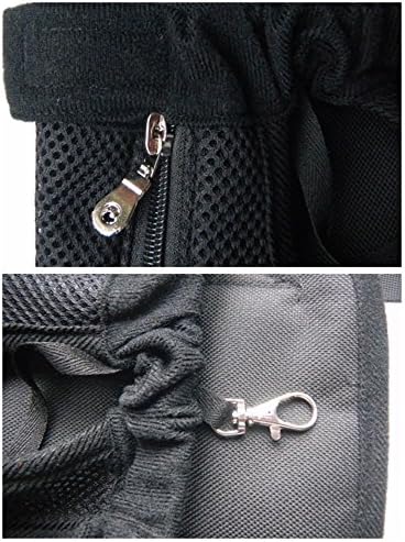 Pet Dog Puppy Cat Carrier Five Holes Backpack Double Shoulder Straps Canvas Cotton Front Chest Backpack Bag(Black, Small) - Image 6