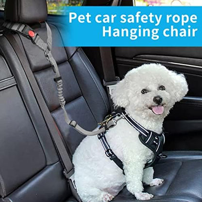 YAOHDAO Dog Seat Belt Harness for Car, Restraint Adjustable with Elastic Bungee Buffer Headrest for Vehicle, 360° Swivel Carabiner Nylon Pet Safety Seat Belts Heavy Duty Car Harness for Dogs (Grey) - Image 2